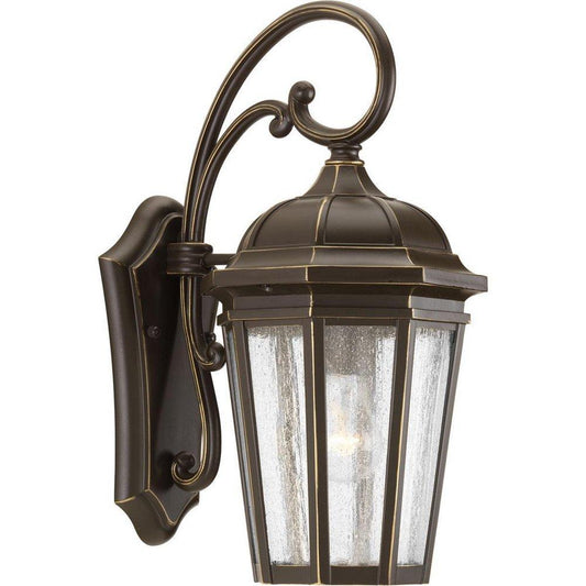 Progress Lighting Verdae 1-Light 100W Medium E-26 Outdoor Wall Sconce with Clear Seeded Glass Panels in Antique Bronze