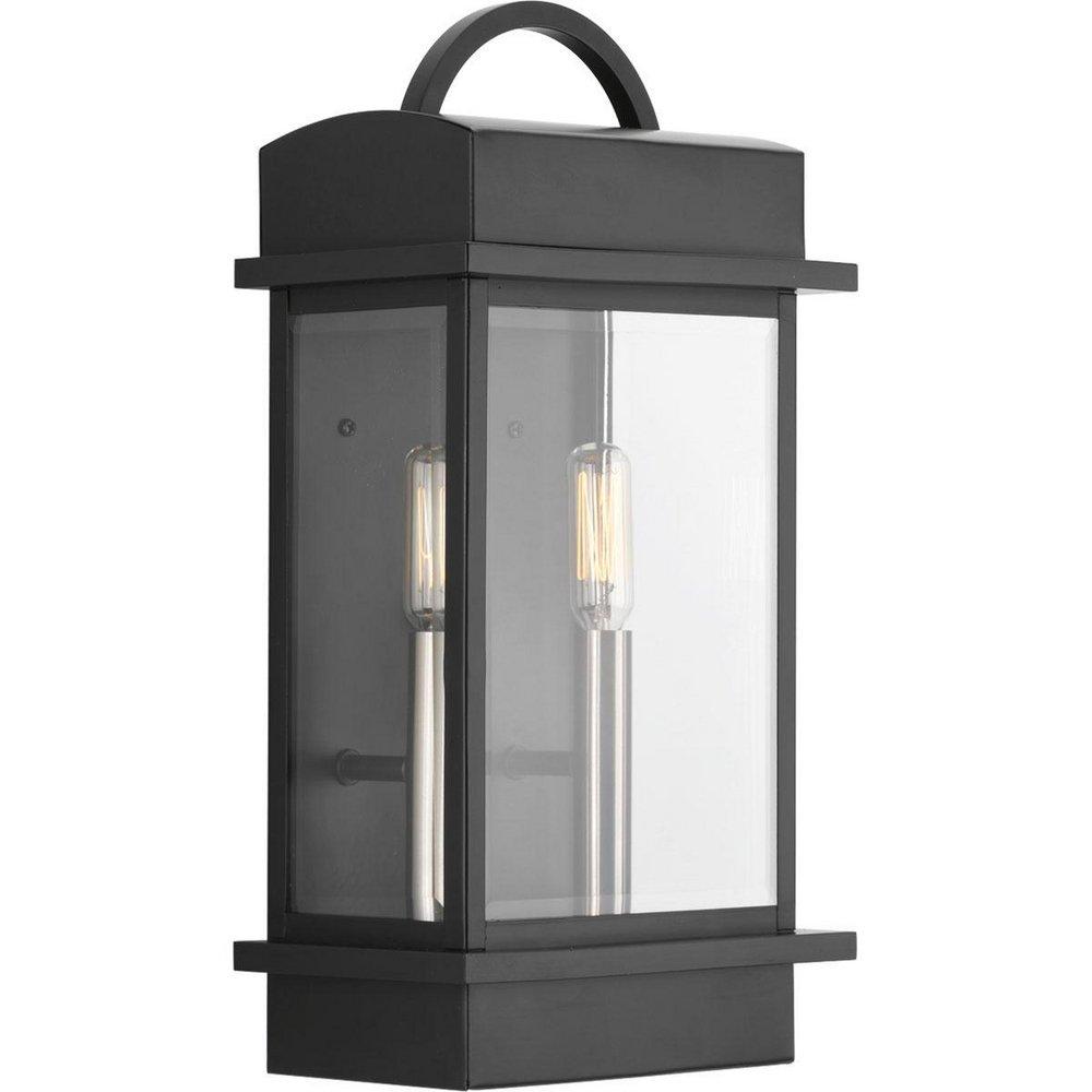 Progress Lighting Santee 2-Light 60W Up Lighting Small Outdoor Wall Lantern in Black
