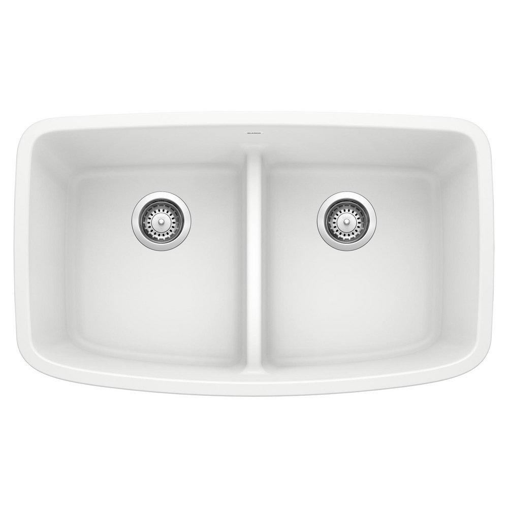 BLANCO Valea 32 in. Undermount Silgranit Double Bowl Kitchen Sink in White