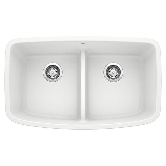 BLANCO Valea 32 in. Undermount Silgranit Double Bowl Kitchen Sink in White
