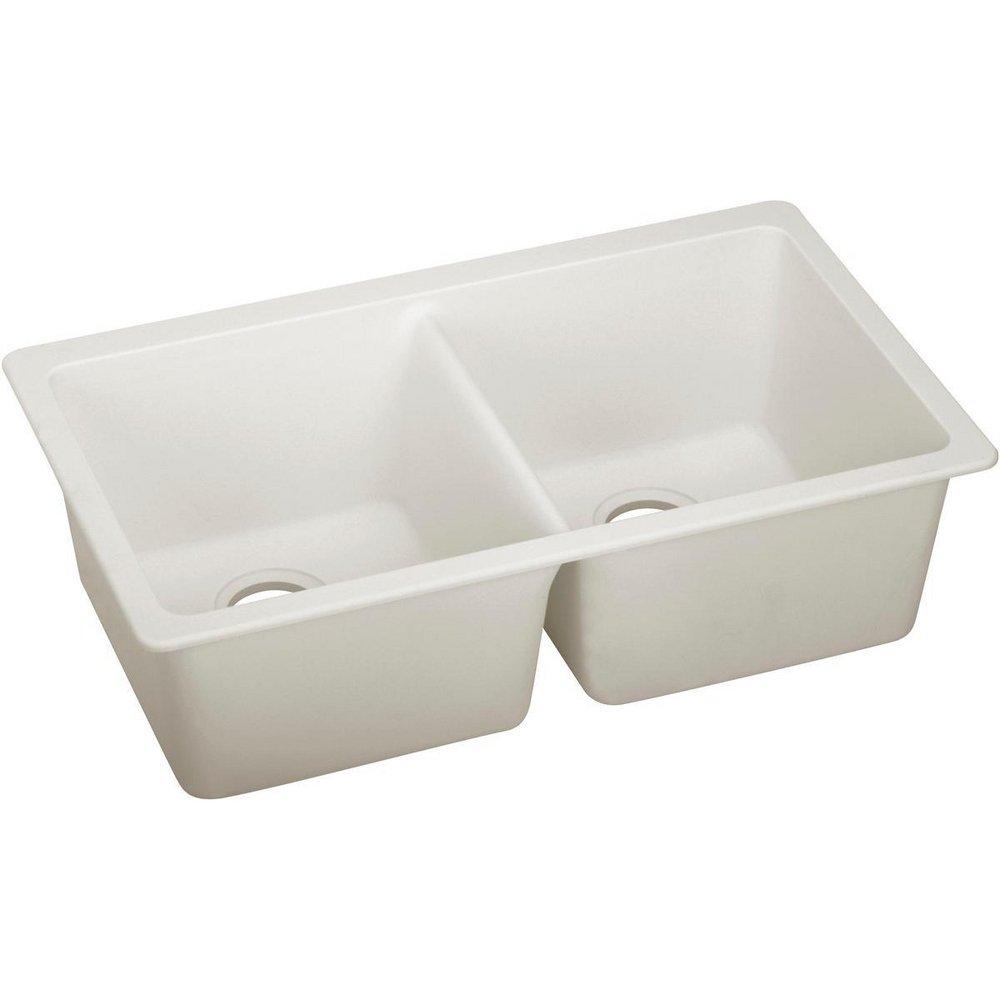 Elkay Quartz Luxe® 33 in. Undermount Composite Double Bowl Kitchen Sink in Ricotta
