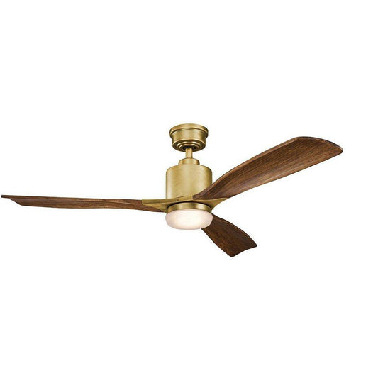 Kichler Lighting Ridley II 17W 3-Blade Ceiling Fan with 52 in. Blade Span in Natural Brass