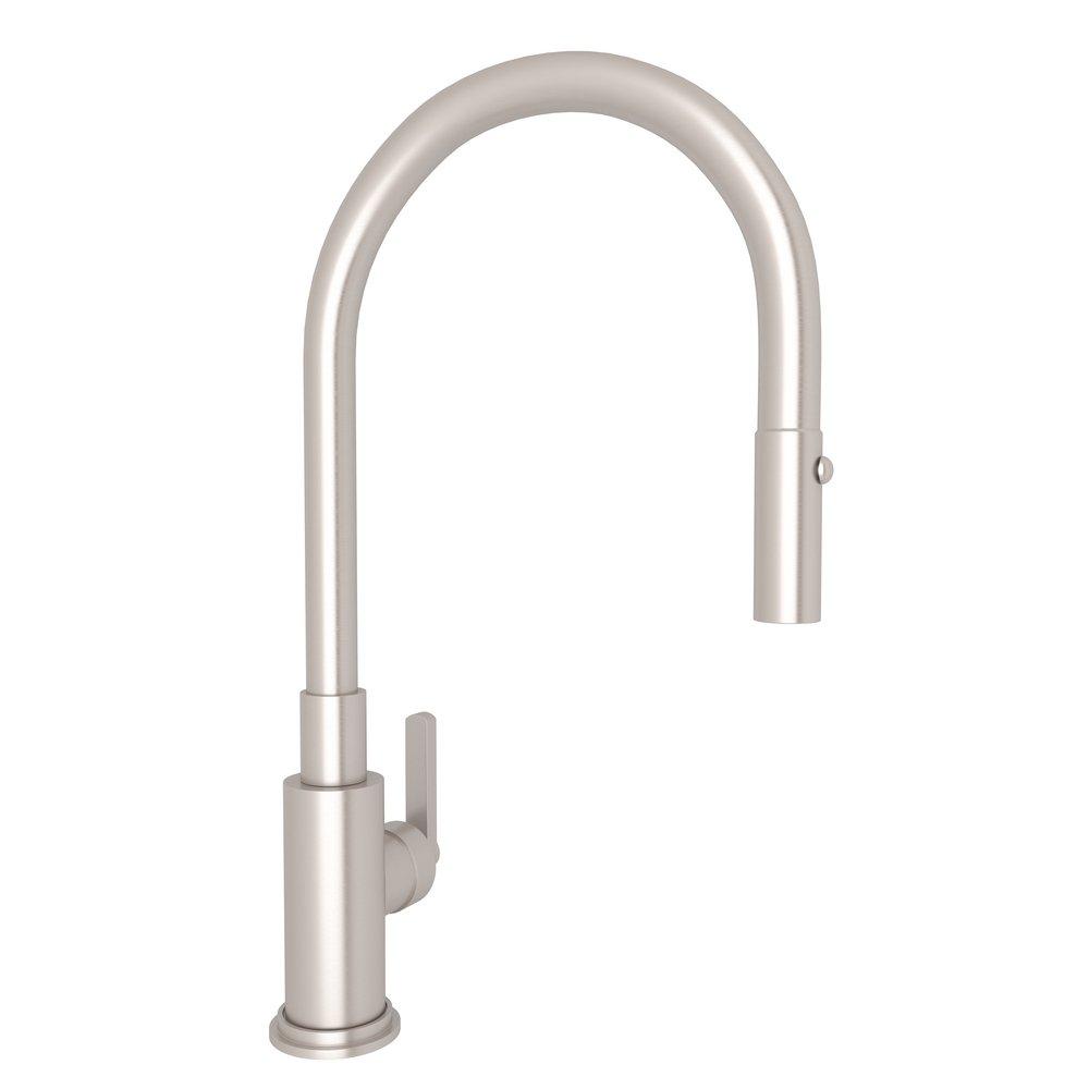 ROHL® Lombardia Single Handle Pull Down Kitchen Faucet in Satin Nickel
