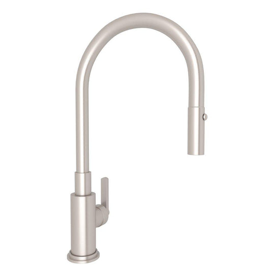 ROHL® Lombardia Single Handle Pull Down Kitchen Faucet in Satin Nickel