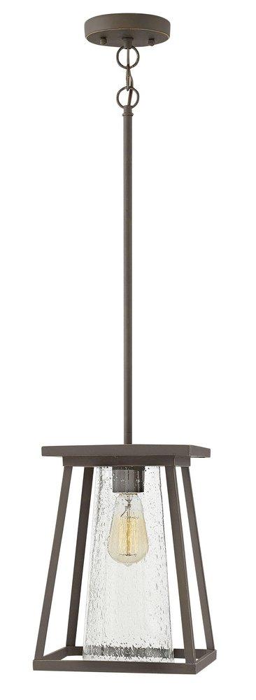 Hinkley Burke 9 x 13 in. 100W 1-Light Ceiling Mount Medium E-26 Outdoor Pendant in Oil Rubbed Bronze
