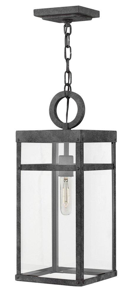 Hinkley Porter 100W 1-Light Outdoor Pendant in Aged Zinc