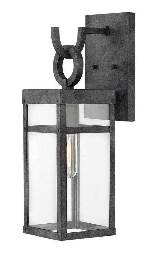 Hinkley Porter 18-1/2 in. 100W 1-Light Outdoor Wall Lantern in Aged Zinc