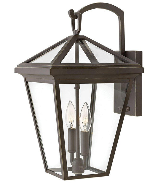 Hinkley Alford Place 10 x 17-1/2 in. 120W 2-Light Candelabra E-12 Incandescent Outdoor Wall Sconce in Oil Rubbed Bronze