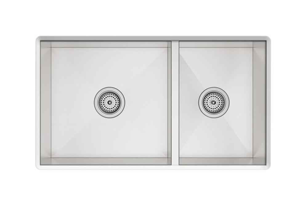 Sterling Ludington® 32 in. Undermount Stainless Steel Double Bowl Kitchen Sink in Satin Stainless Steel