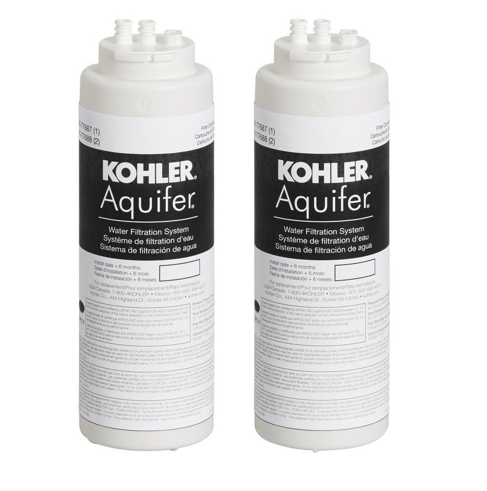 KOHLER Aquifer® 1.70 gpm High Impact Plastic Replacement Filter Cartridge 2-Pack for K-77685 Aquifer Water Filtration System