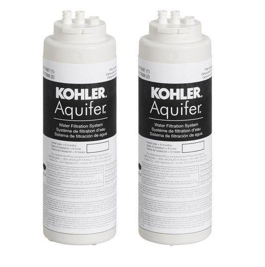 KOHLER Aquifer® 1.70 gpm High Impact Plastic Replacement Filter Cartridge 2-Pack for K-77685 Aquifer Water Filtration System
