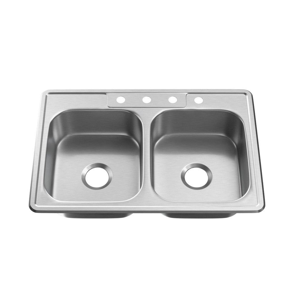 PROFLO® Bealeton 33 x 22 in. Stainless Steel Double Bowl Drop-in Kitchen Sink