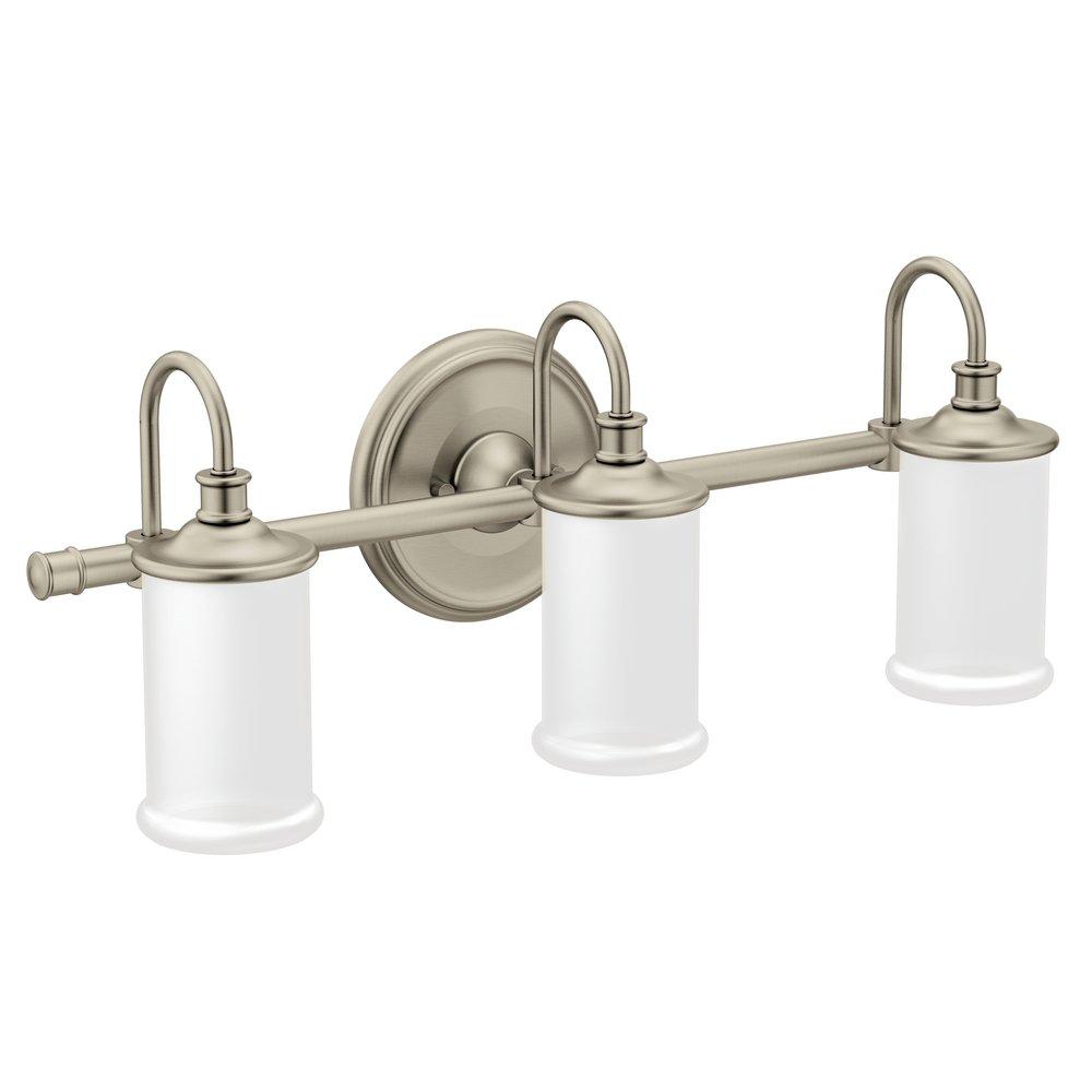 Moen Belfield™ 100W 3-Light Medium E-26 Bath Light in Brushed Nickel