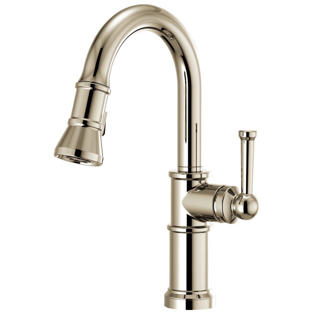 Brizo Artesso® Single Handle Pull Down Bar Faucet in Brilliance® Polished Nickel