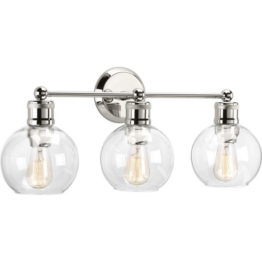 Progress Lighting Hansford 100W 3-Light Incandescent Vanity Fixture in Polished Nickel