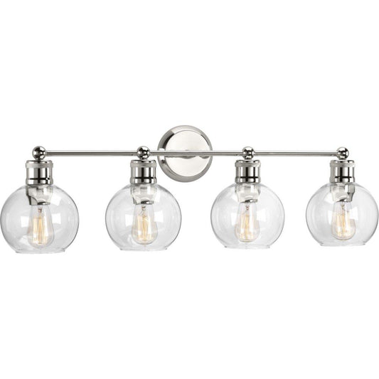 Progress Lighting Hansford 33-1/2 x 10-7/8 in. 400W 4-Light Medium E-26 Incandescent Vanity Fixture in Polished Nickel