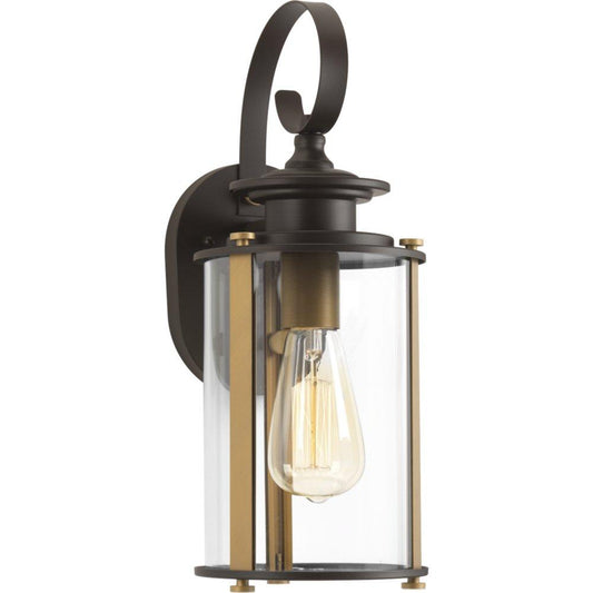 Progress Lighting Squire 1-Light 100W Medium E-26 High Outdoor Wall Sconce with Clear Glass Shade in Antique Bronze