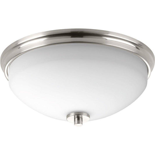 Progress Lighting Replay 14 in. 120W 2-Light Medium E-26 Incandescent Flush Mount Ceiling Light with Etched Glass in Brushed Nickel