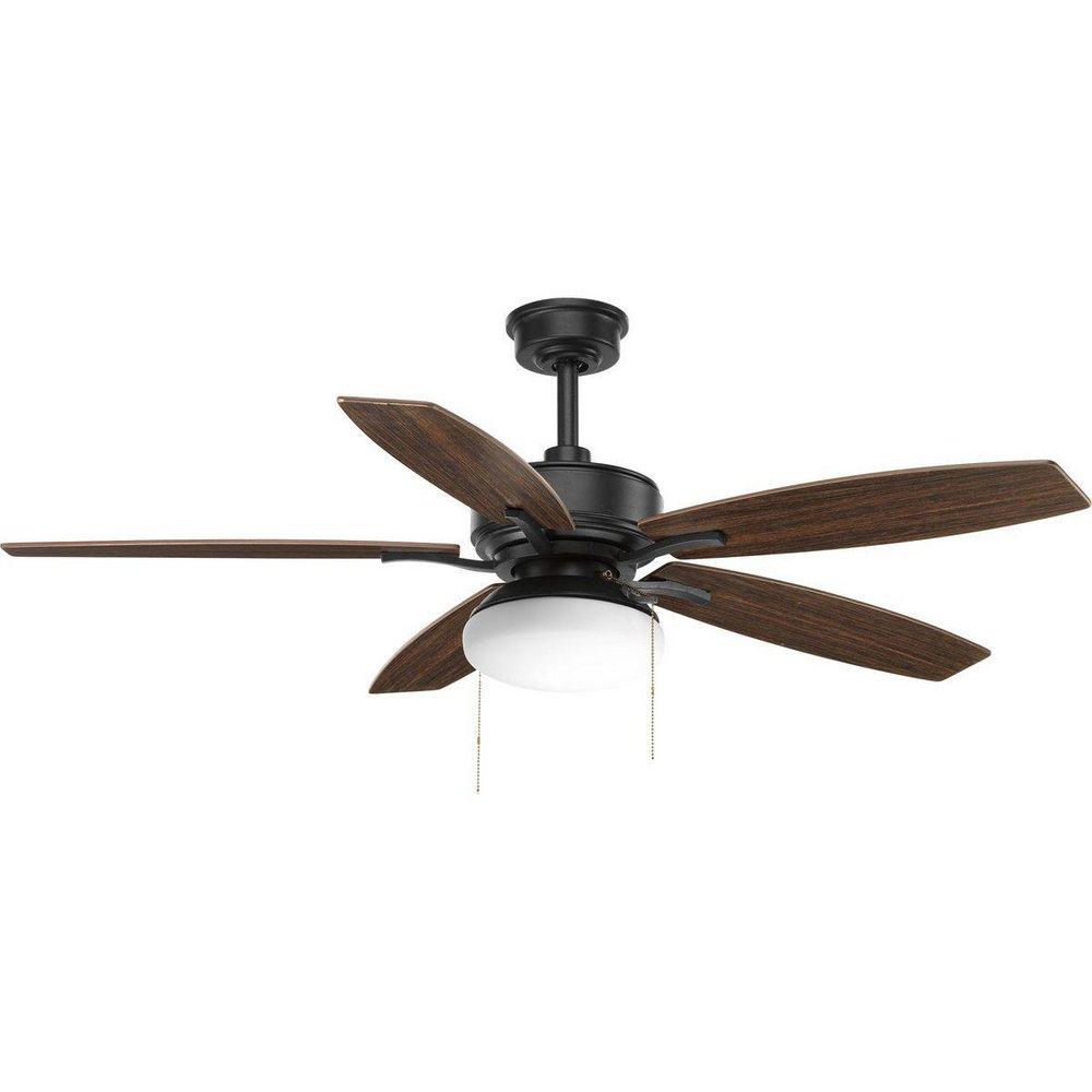 Progress Lighting Billows 52 in. Indoor 5-Blade Ceiling Fan with Incandescent Light in Forged Black