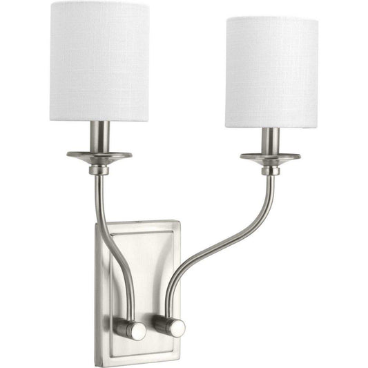 Progress Lighting Bonita 60W 2-Light 17 in. Wall Sconce in Brushed Nickel