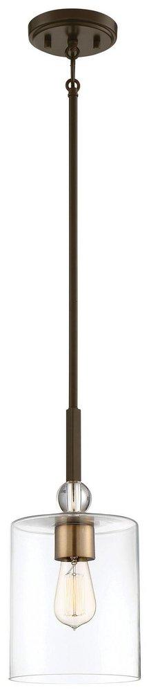 Minka Lavery Studio® 5 60W 1-Light ST58 Medium E-26 LED Mini Pendant with Clear Glass in Painted Bronze with Natural Brushed Brass