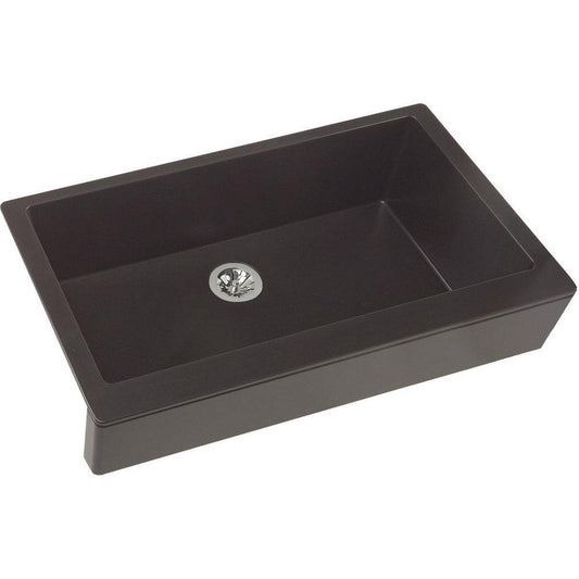 Elkay Quartz Luxe® 35-7/8 x 20-15/16 in. Composite Single Bowl Farmhouse Kitchen Sink in Caviar