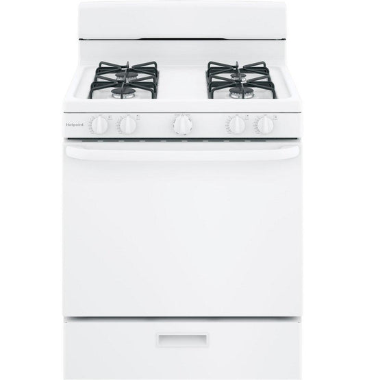 GE Hotpoint Hotpoint® 30 in. Gas 4-Burner Sealed Freestanding Range in White