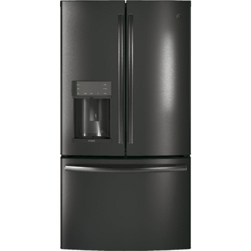 GE Profile™ Profile™ 22.1 cu. ft. Bottom Mount Freezer,Counter Depth and French Door Refrigerator in Black Stainless