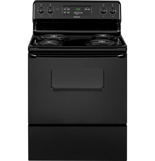 GE Hotpoint Hotpoint® 30 in. Electric 4-Burner Coil Freestanding Range in Black on Black
