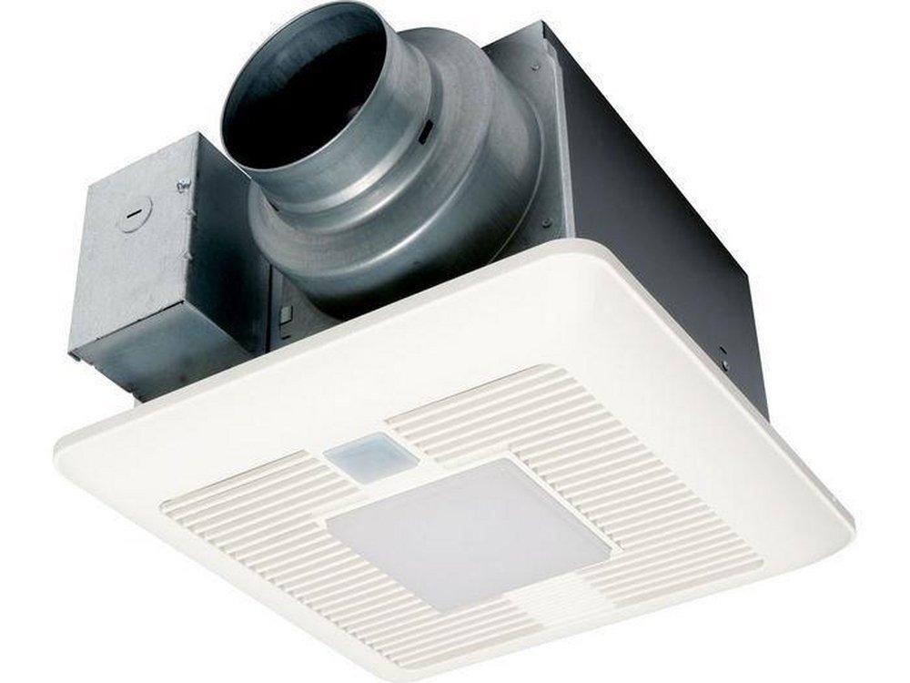 Panasonic WhisperSense® DC™ 50-80-110 CFM Ceiling Mount Precision Spot Ventilation Fan with Smartflow™ ECM Motor, Humidity Sensor, Motion Sensor, & LED Light in White - 0.9 Sones - Energy Star Rated
