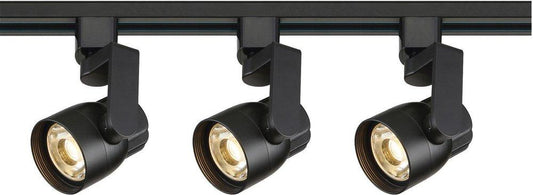 3-Light 12W LED Angle Arm Track Kit - 4ft Track - Black Finish - 36° Beam
