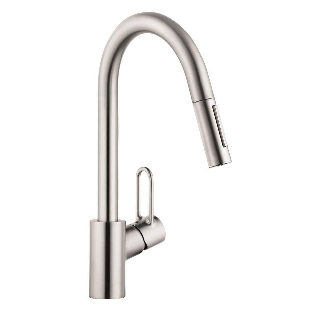 AXOR Talis Single Handle Pull Down Kitchen Faucet in Steel Optic