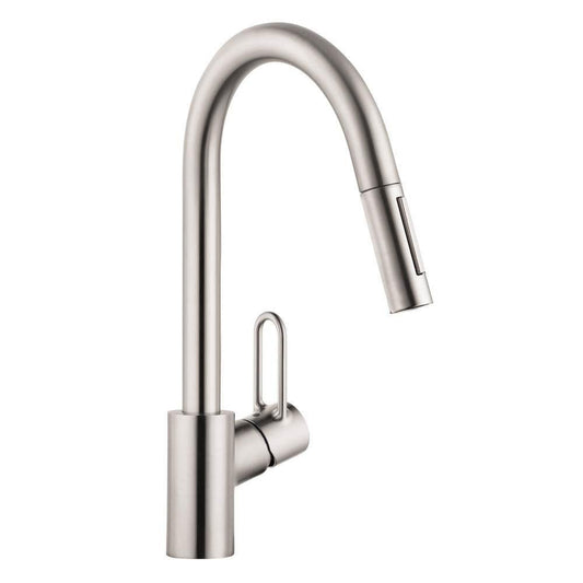 AXOR Talis Single Handle Pull Down Kitchen Faucet in Steel Optic