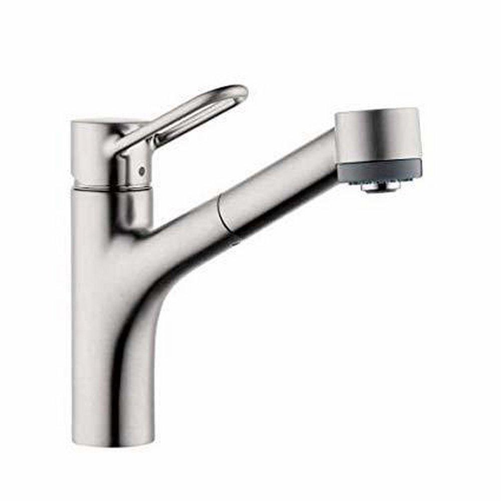 AXOR Talis Single Handle Pull Down Kitchen Faucet in Steel Optik