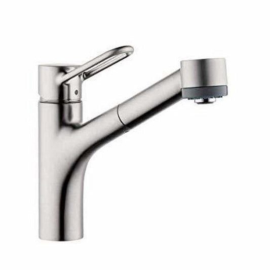 AXOR Talis Single Handle Pull Down Kitchen Faucet in Steel Optik
