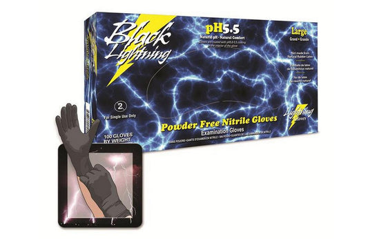 L Size Nitrile Lightning Gloves in Black
