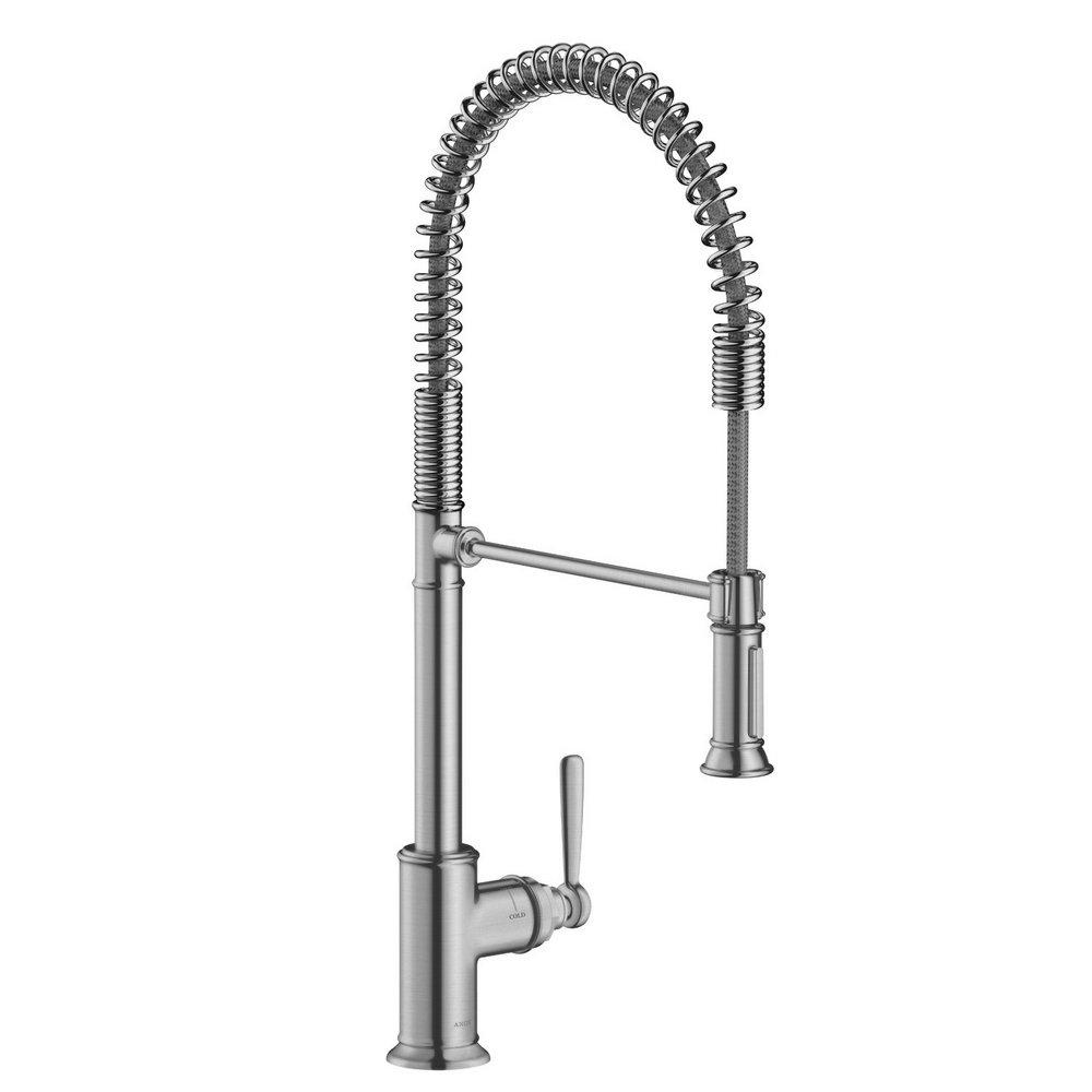 AXOR Montreux Single Handle Pull Down Kitchen Faucet in Steel Optic