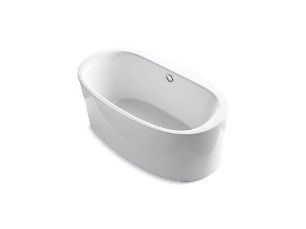 KOHLER Sunstruck® 60-11/16 x 34-11/16 in. Soaker Freestanding Bathtub with Center Drain in White
