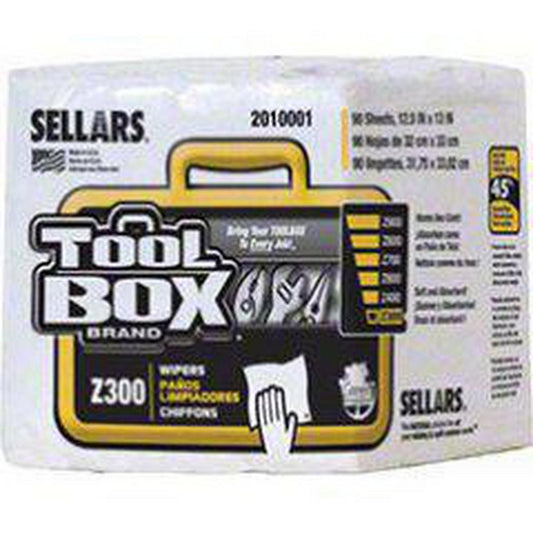 Sellars Wipers & Sorbents Toolbox®Z300 11-22/25 x 13 in. Quarter Fold Wipers in White (12 Bundles)
