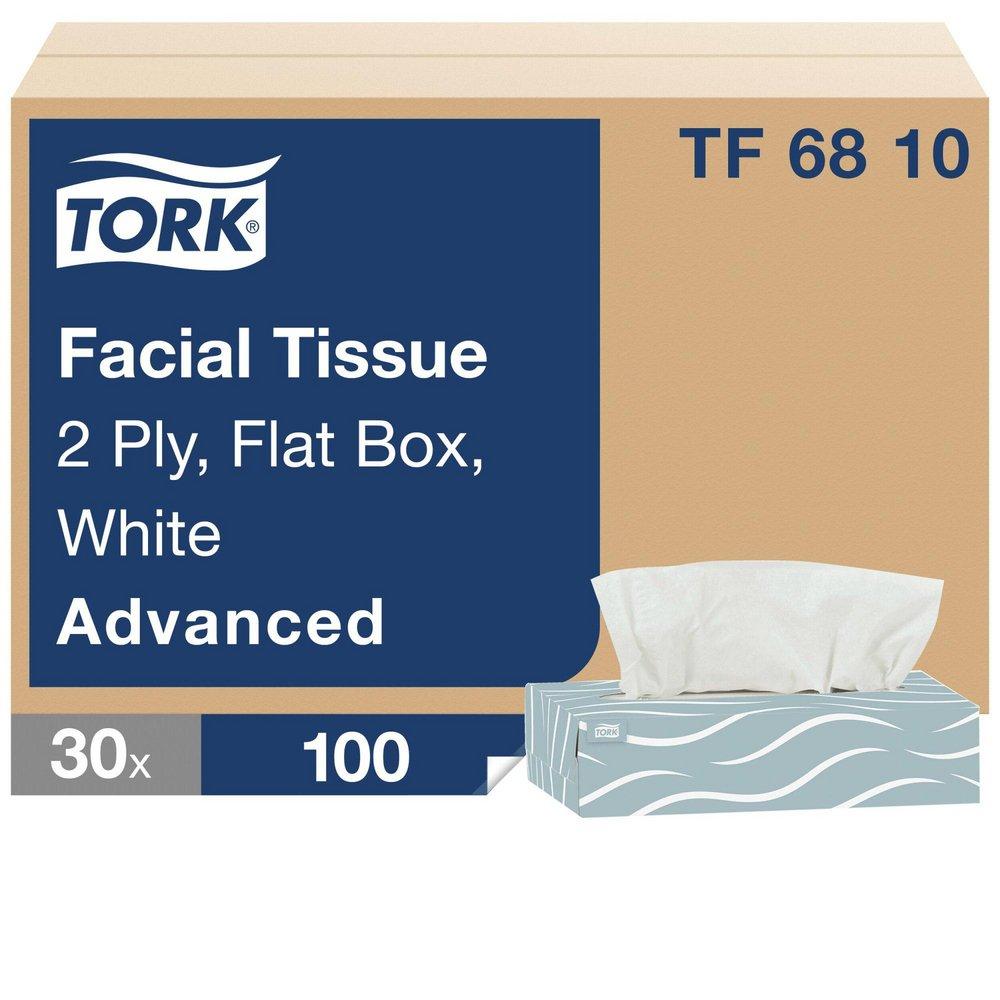 Tork Advanced Facial Tissue Flat Box, 2-Ply 100-Sheets, White (Case of 30)