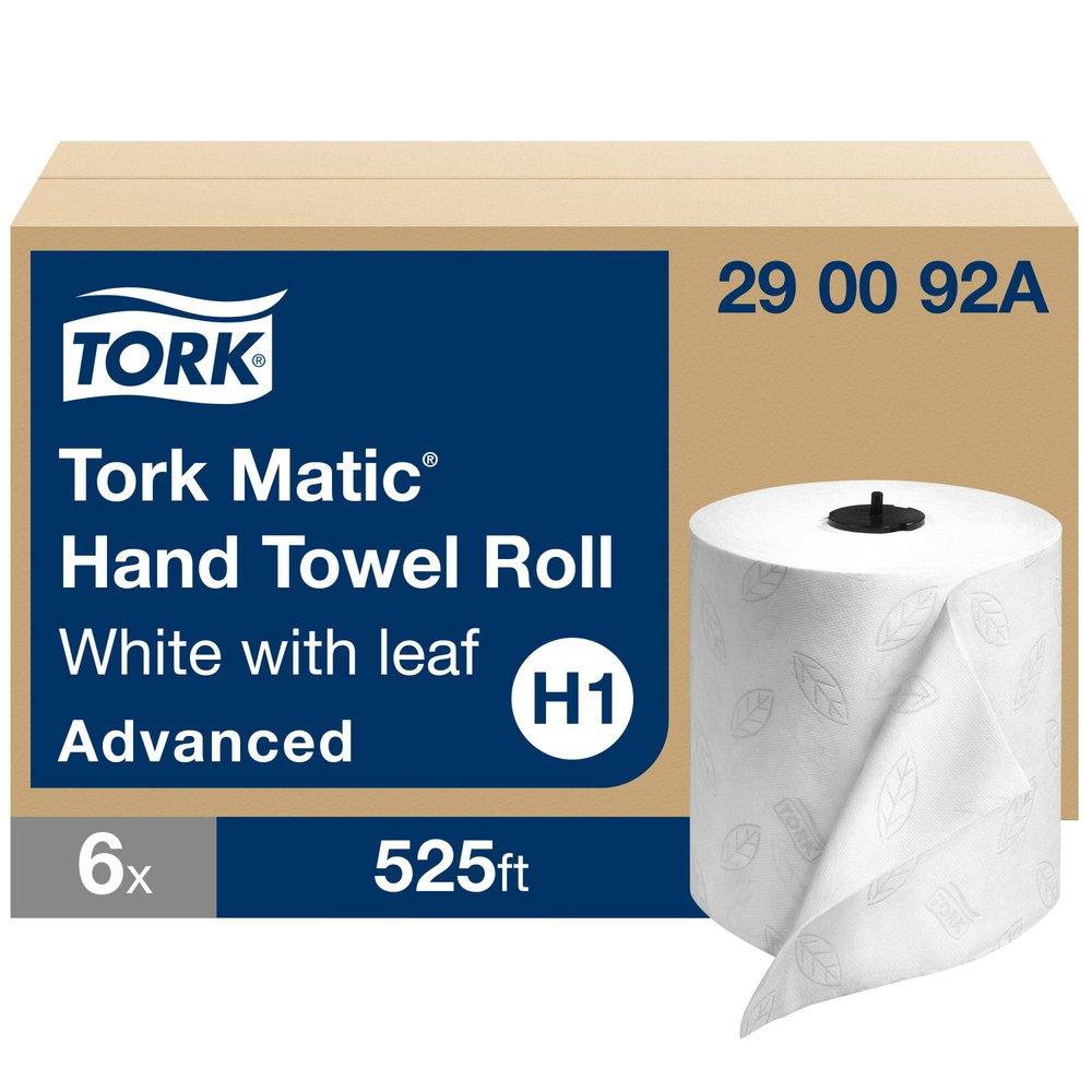 Tork Advanced Matic Advanced Paper Towel Roll, 2-Ply 525 ft, White, H1 System (Case of 6)
