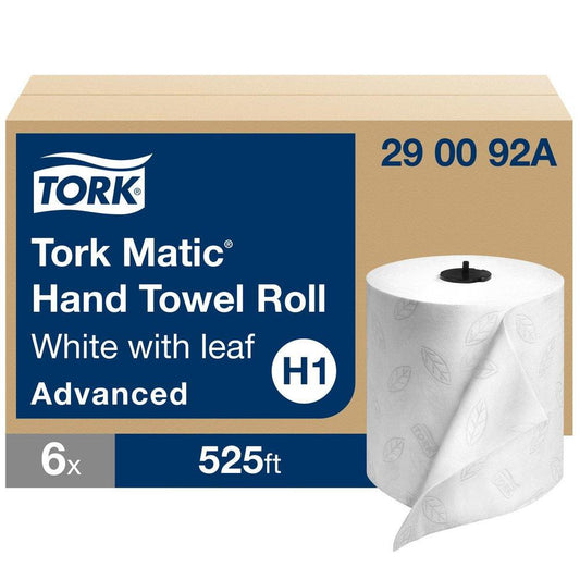 Tork Advanced Matic Advanced Paper Towel Roll, 2-Ply 525 ft, White, H1 System (Case of 6)
