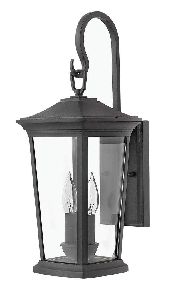 Hinkley Bromley 8 x 20 in. 120W 2-Light Candelabra E-12 Incandescent Outdoor Wall Sconce in Museum Black