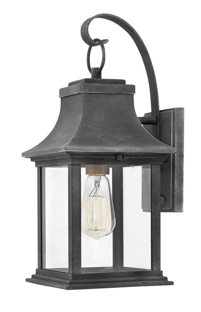 Hinkley Adair® 7-1/2 x 16-1/2 in. 100W 1-Light Medium E-26 Incandescent Outdoor Small Wall Sconce in Aged Zinc