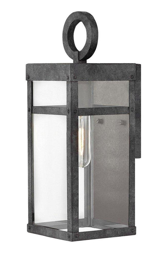 Hinkley Porter 13 in. 100W 1-Light Outdoor Wall Sconce in Aged Zinc
