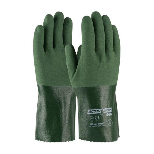 S Size Polyester and Cotton Gloves in Green