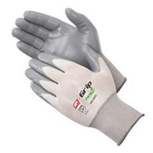 Liberty Glove & Safety Q-Grip™ L Size Nylon and Nitrile Gloves in Grey and White