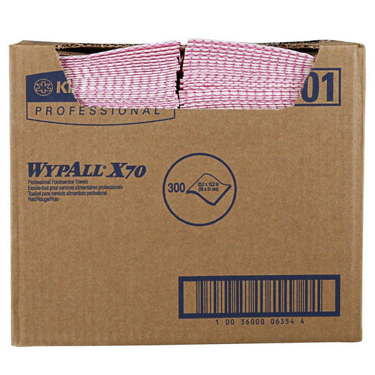 WypAll® X70 12-1/2 x 23-1/2 in. Foodservice Towel in Red (Case of 300)