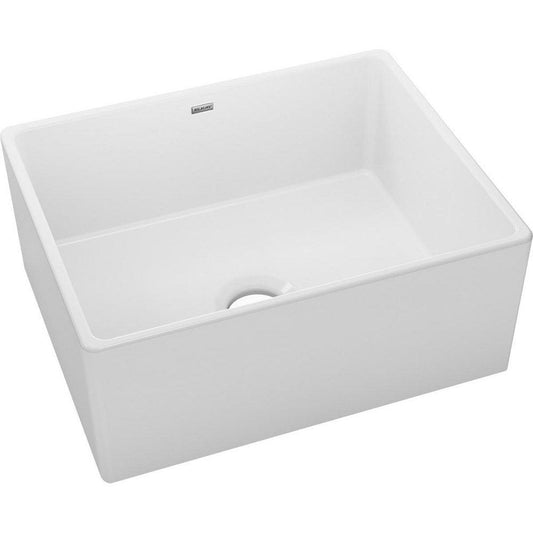 Elkay Fireclay 24-3/8 in. Farmhouse Fireclay Single Bowl Kitchen Sink in White