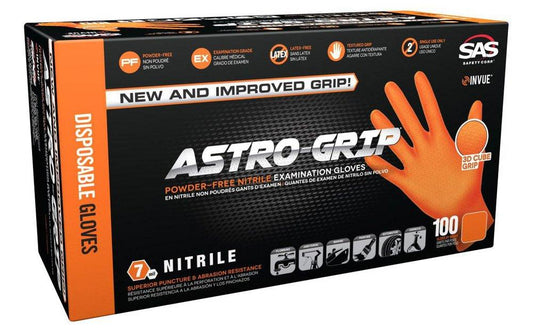 SAS Safety Astro-Grip® 7 mil Size L Powder Free Rubber Disposable Glove in Hi-Visibility Orange (Pack of 100)